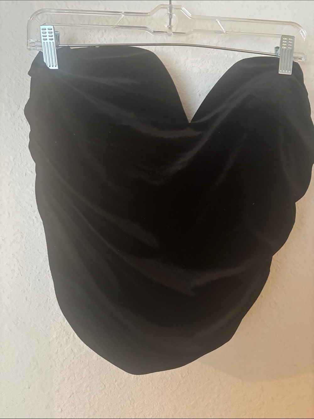 Express Black Velvet Strapless Bustier Crop Top